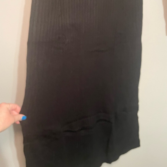 PrettyGarden Black Long-Sleeve Rib Knit Polo Dress with White Trim Medium BNWT - Picture 2 of 6